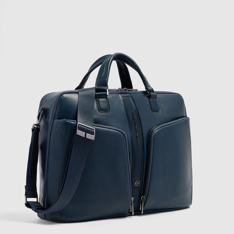 Double-Zip 15.6" Leather Laptop Bag with RFID Protection