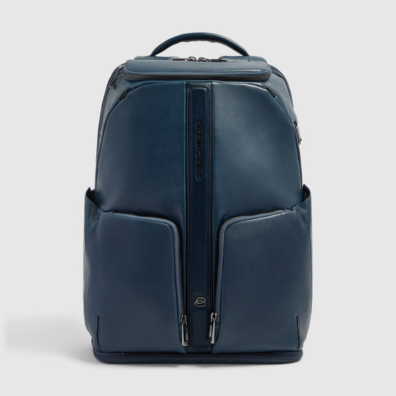 Mochila de couro para notebook 15,6" com dois compartimentos - Azul