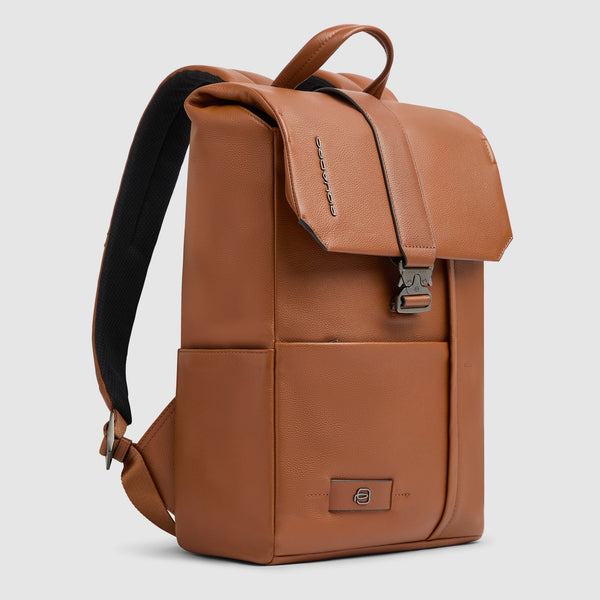 Leather Laptop Backpack 14" Russel with Flap - Orange - photo 2