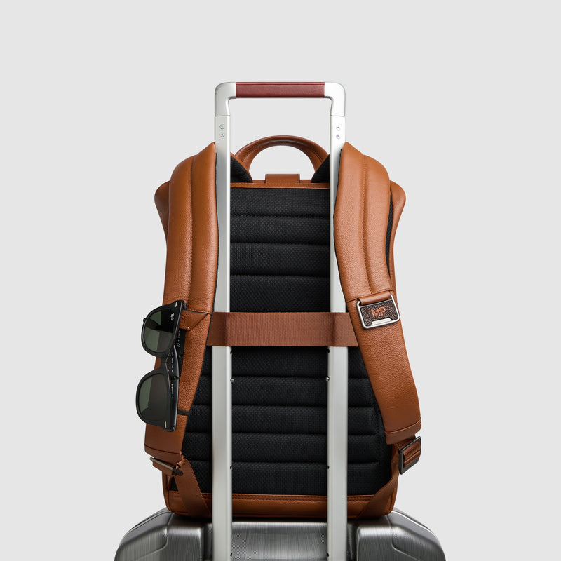 Leather Laptop Backpack 14" Russel with Flap - Orange - photo 3