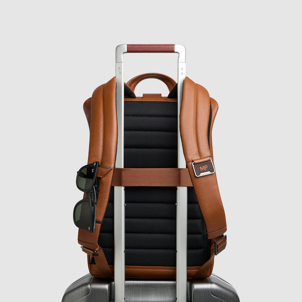 Leather Laptop Backpack 14" Russel with Flap - Orange - photo 3
