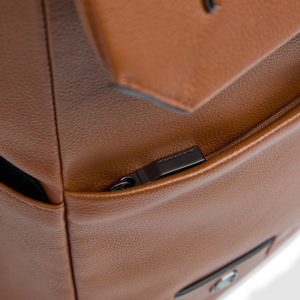 Leather Laptop Backpack 14" Russel with Flap - Orange - photo 5