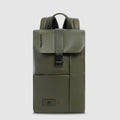 Leather Laptop Backpack 14" Russel with Flap - Olive green
