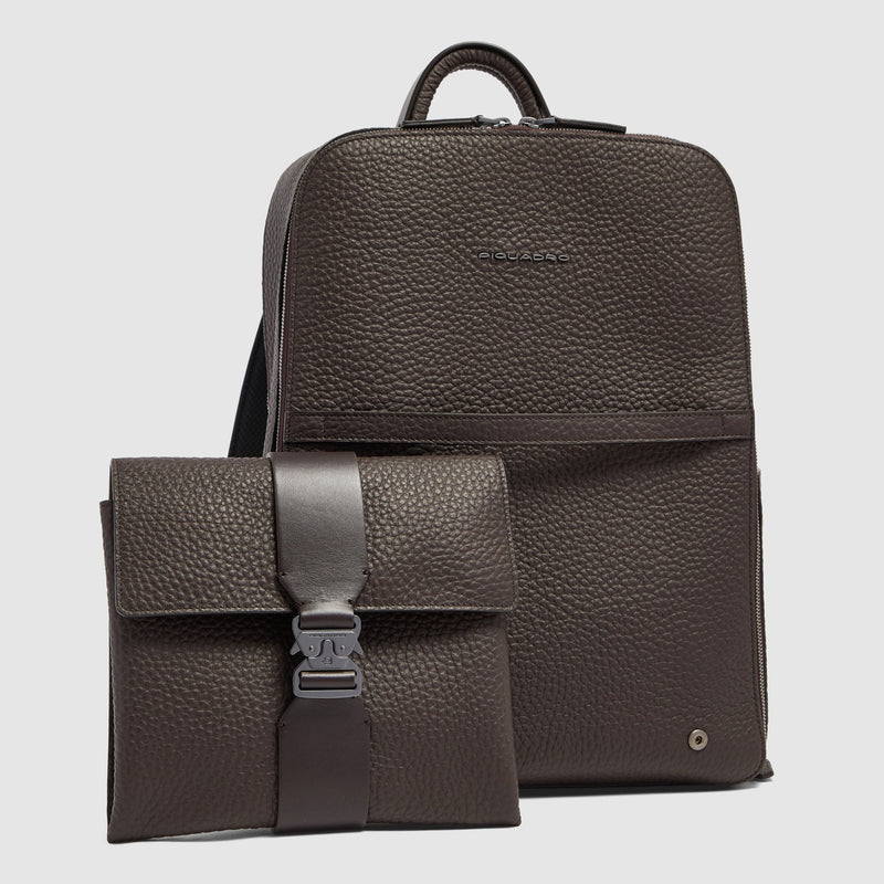Leather Travel Backpack, Removable Laptop Sleeve