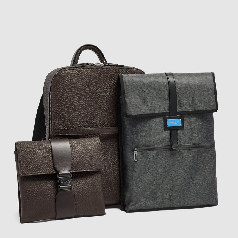 Leather Travel Backpack, Removable Laptop Sleeve