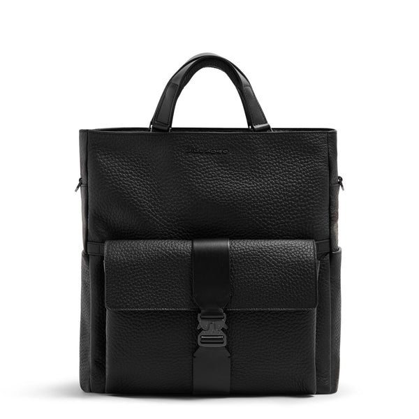 Leather Tote Backpack with Removable Laptop Sleeve - 1