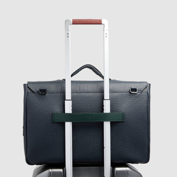 Men's Leather Briefcase with Trolley Strap - 4