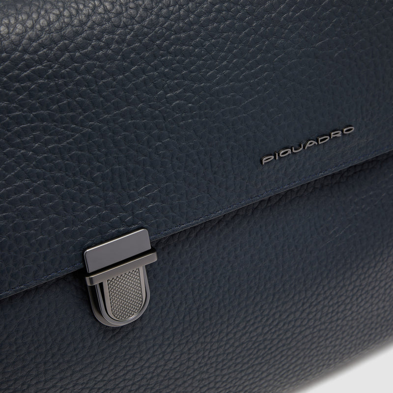 Men's Leather Briefcase with Trolley Strap