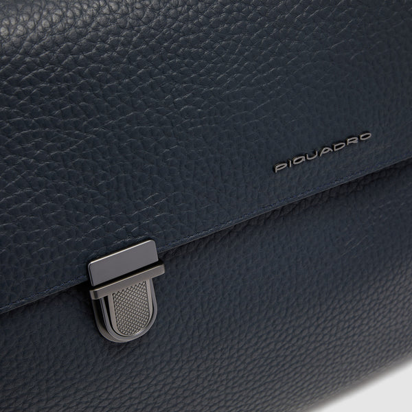 Men's Leather Briefcase with Trolley Strap - 7