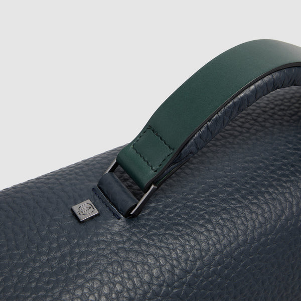 Men's Leather Briefcase with Trolley Strap - 8