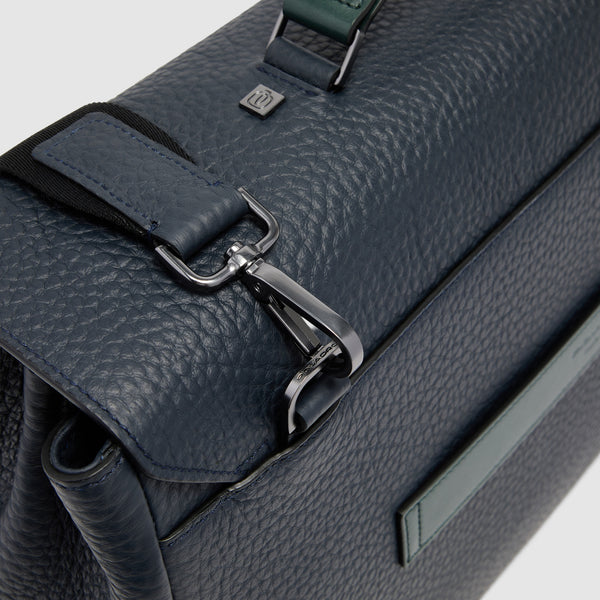 Men's Leather Briefcase with Trolley Strap - 9