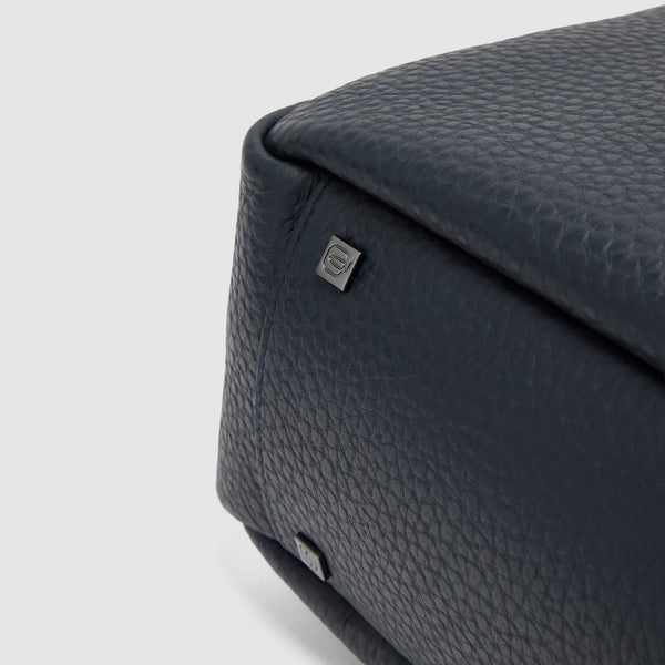 Men's Leather Briefcase with Trolley Strap - 11