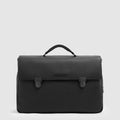Men's Leather Briefcase with Trolley Strap