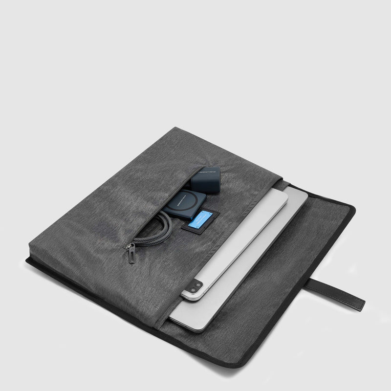 Men's Leather Briefcase with Trolley Strap