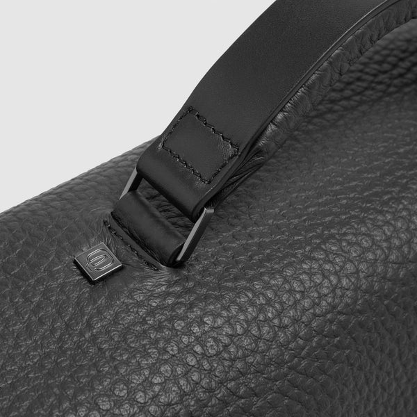Men's Leather Briefcase with Trolley Strap - 9