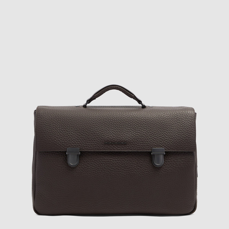 Men's Leather Briefcase with Trolley Strap