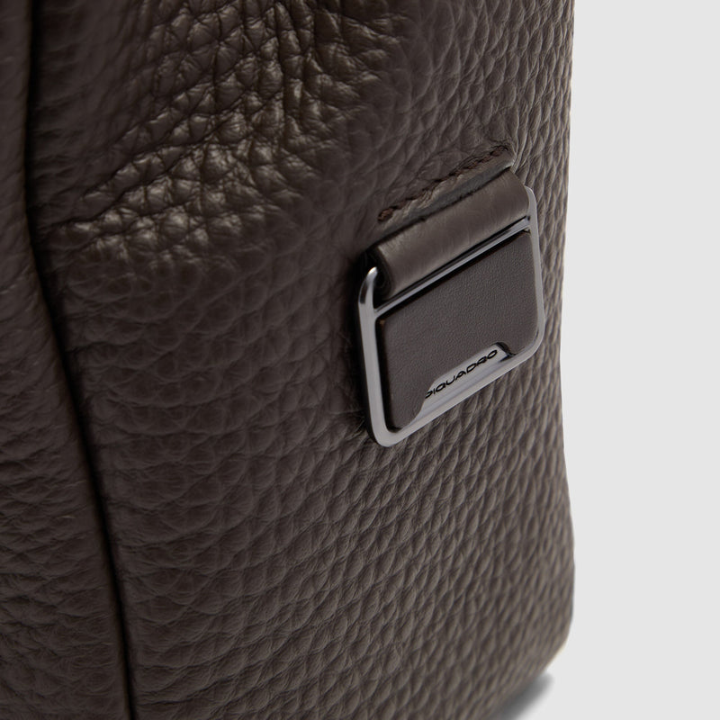 Men's Leather Briefcase with Trolley Strap