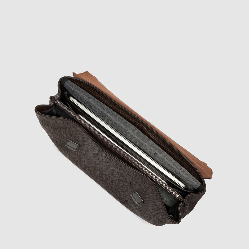 Men's Leather Briefcase with Trolley Strap