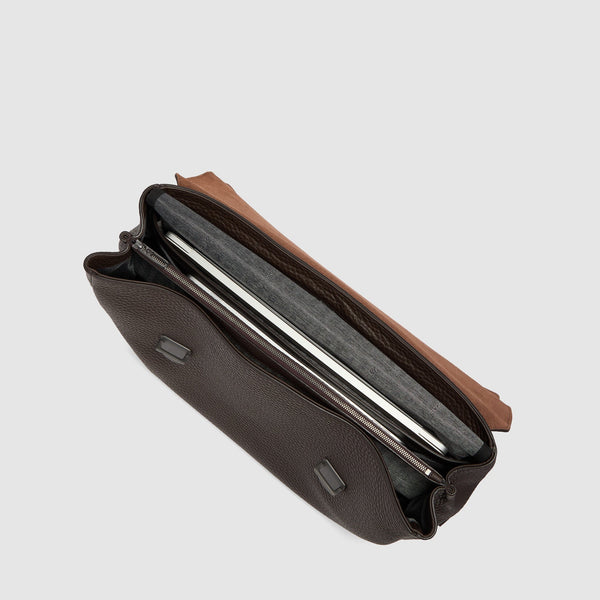 Men's Leather Briefcase with Trolley Strap - 5