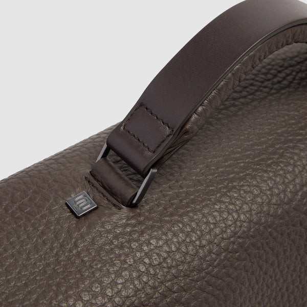 Men's Leather Briefcase with Trolley Strap - 9