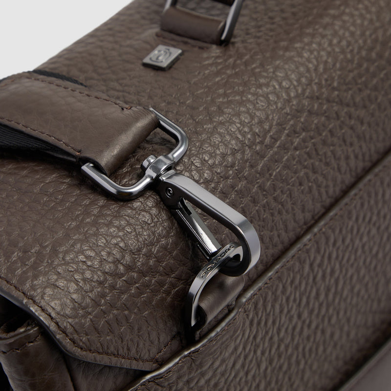 Men's Leather Briefcase with Trolley Strap