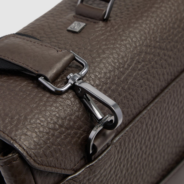 Men's Leather Briefcase with Trolley Strap - 10
