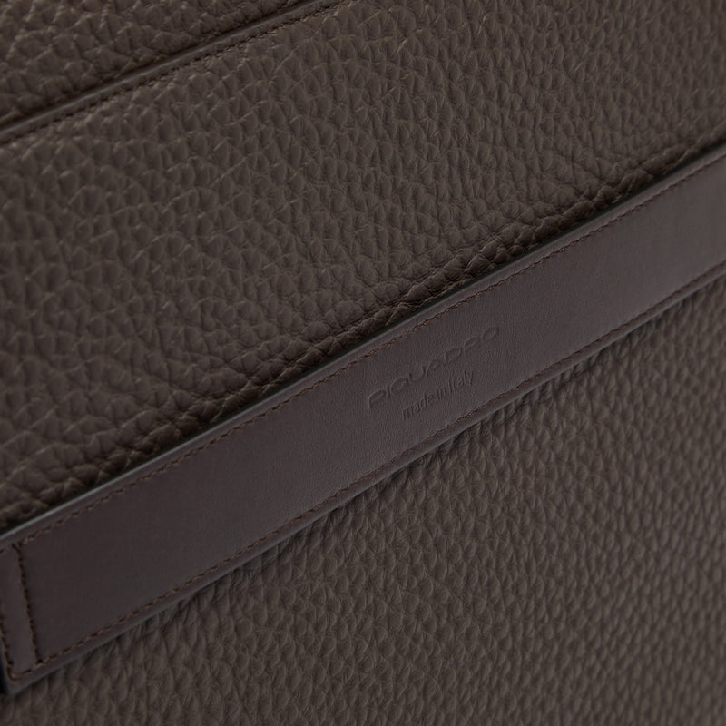 Men's Leather Briefcase with Trolley Strap