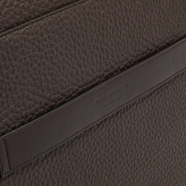 Men's Leather Briefcase with Trolley Strap - 11