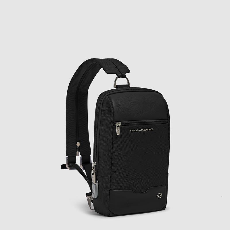 Men's Sling Bag with Fingerprint Lock & RFID Protection - Black - photo 2