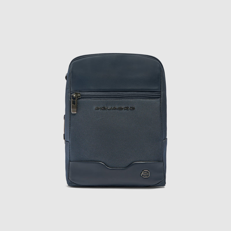 iPad® mini Crossbody Bag in Recycled Fabric & Leather - Blue