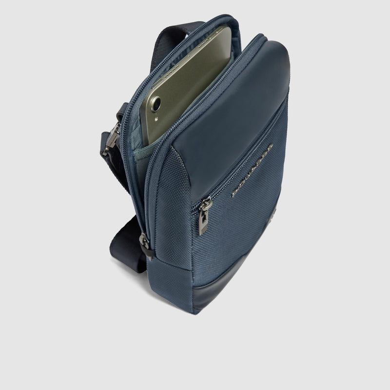 iPad® mini Crossbody Bag in Recycled Fabric & Leather - Blue - photo 5
