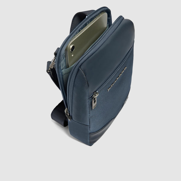 iPad® mini Crossbody Bag in Recycled Fabric & Leather - Blue - photo 5