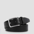 Men's Full-Grain Leather Belt with Prong Buckle - Black