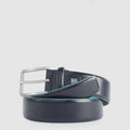 Adjustable Men's Leather Belt with Prong Buckle - Night blue