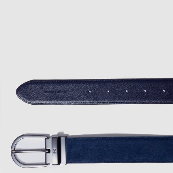 Reversible men's suede belt with prong buckle