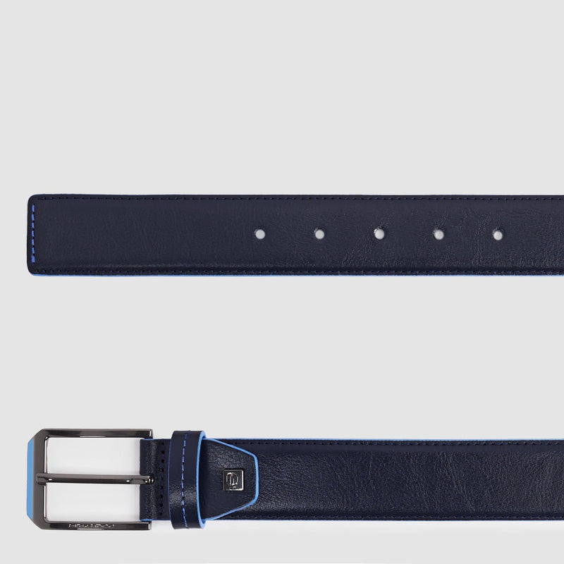 Made in Italy Leather Belt for Men with Prong Buckle