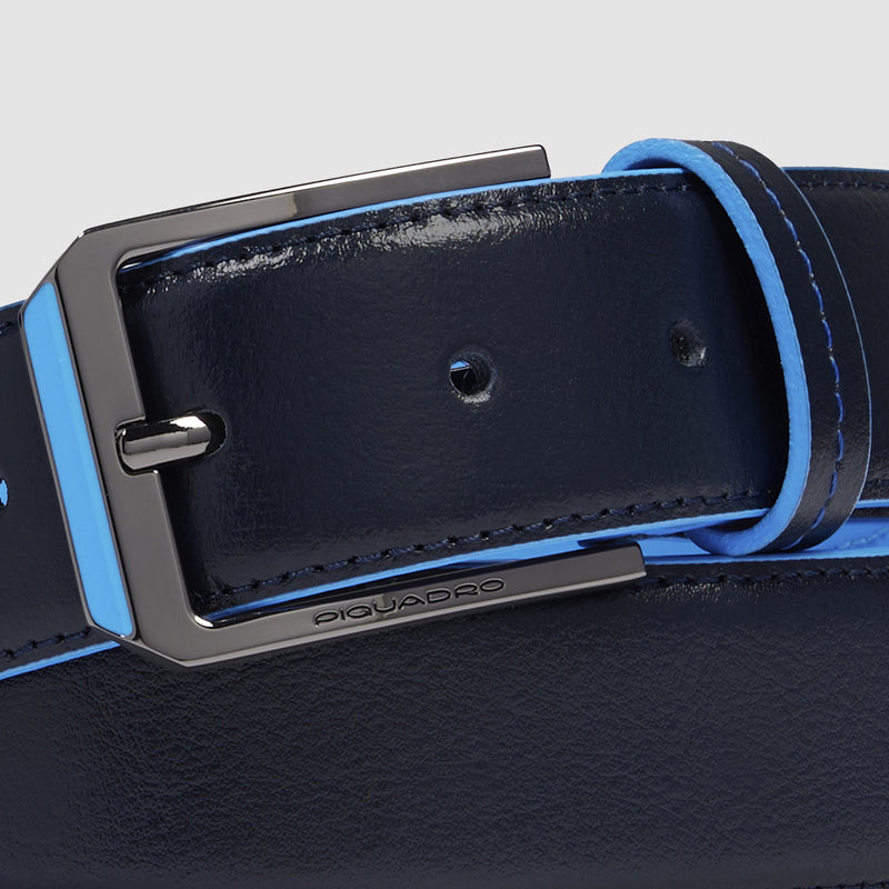 Made in Italy Leather Belt for Men with Prong Buckle