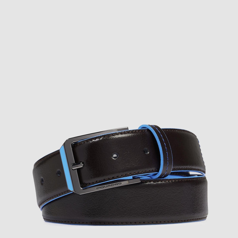 Made in Italy Leather Belt for Men with Prong Buckle