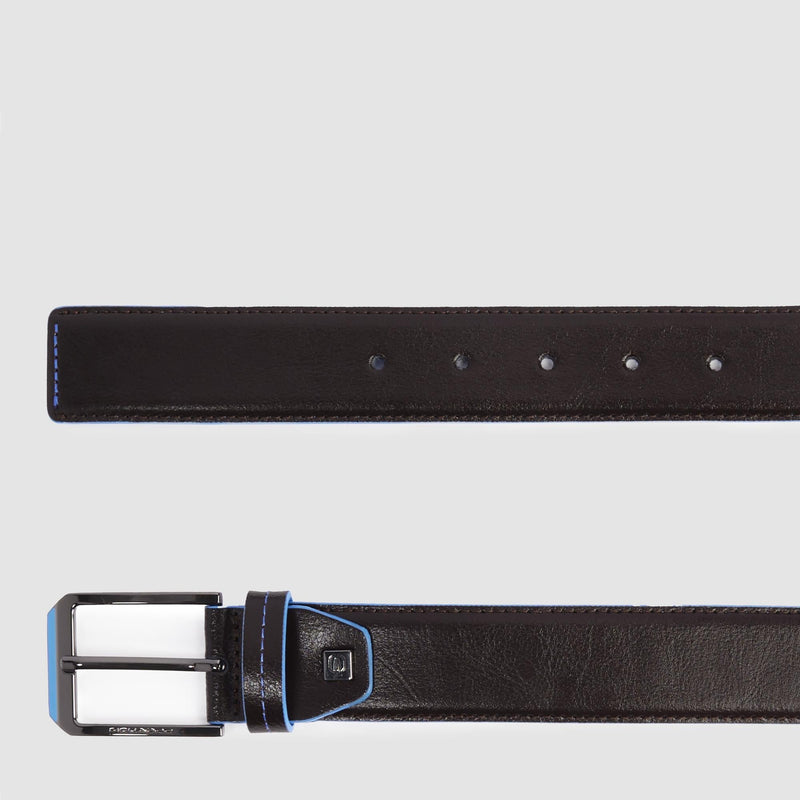 Made in Italy Leather Belt for Men with Prong Buckle