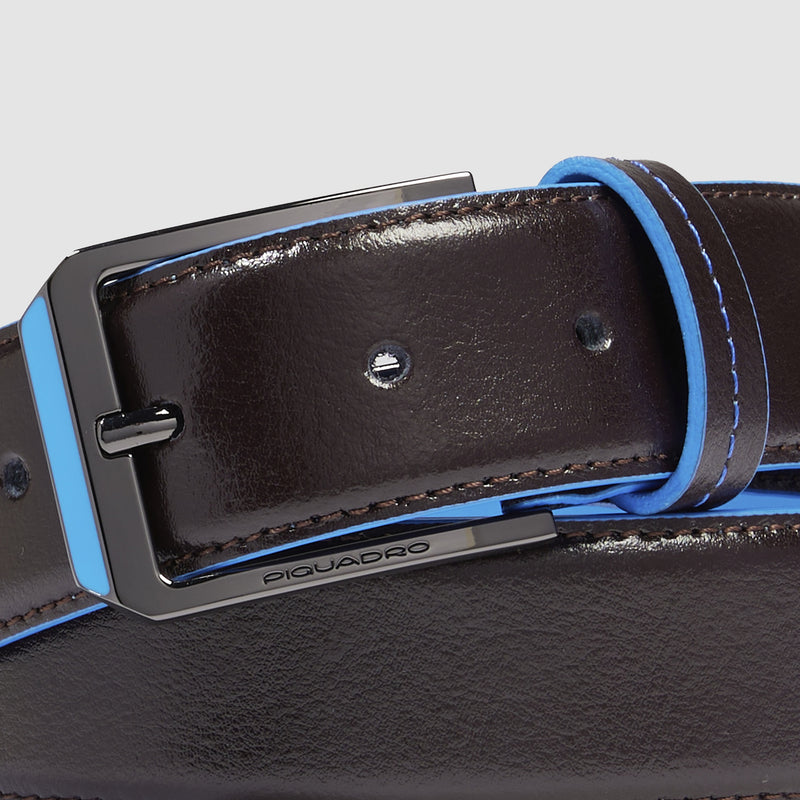 Made in Italy Leather Belt for Men with Prong Buckle