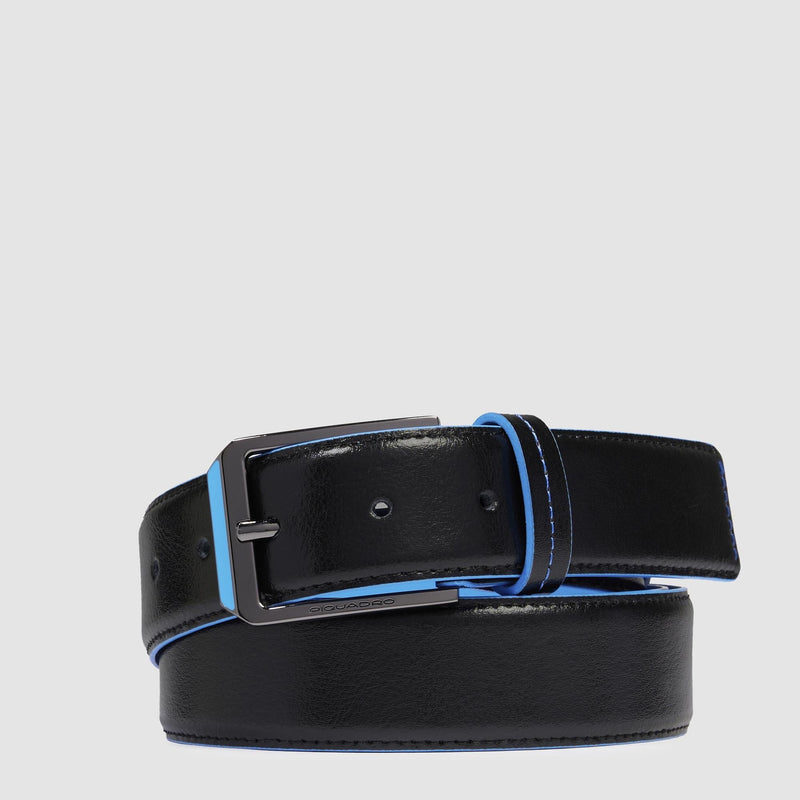 Made in Italy Leather Belt for Men with Prong Buckle