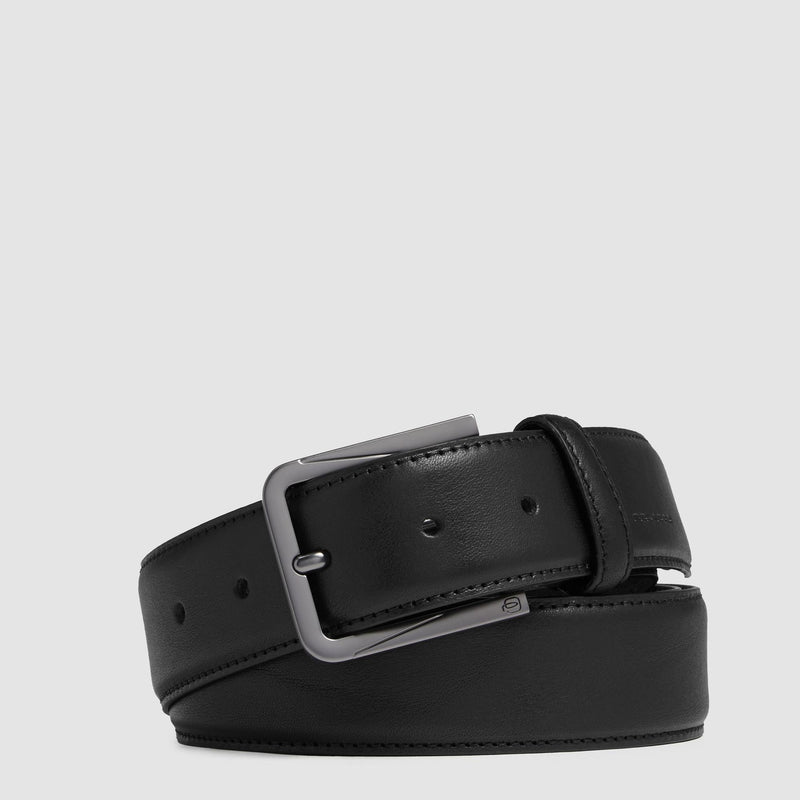Italian-Made Men's Leather Belt with Prong Buckle