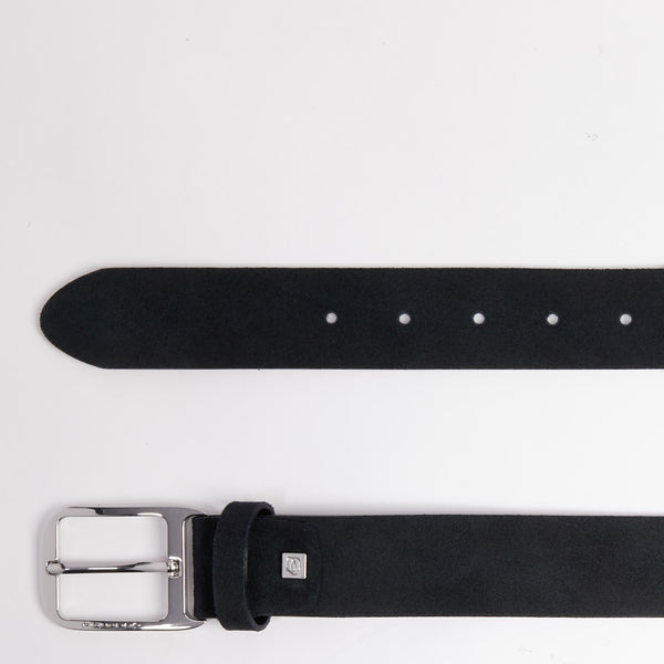 Men’s suede belt with prong buckle