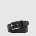 Men's Leather Belt with Prong Buckle – Tebe - Black
