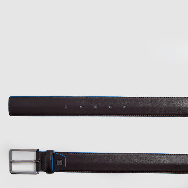 Cinto masculino de couro com fivela de pino, Made in Italy - Mogno