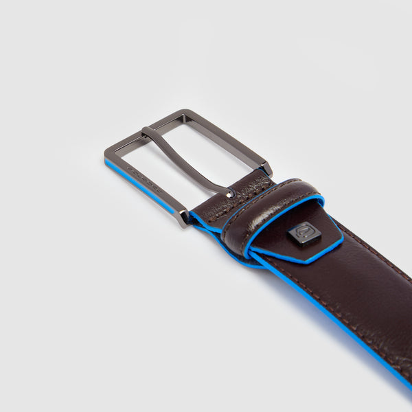 Cinto masculino de couro com fivela de pino, Made in Italy - Mogno - foto 2