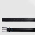 Men's Leather Belt with Prong Buckle, Made in Italy - Black