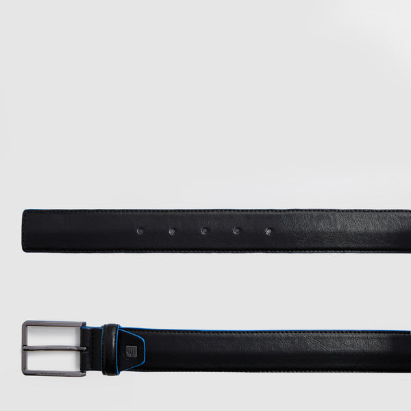 Cinto masculino de couro com fivela de pino, Made in Italy - Preto