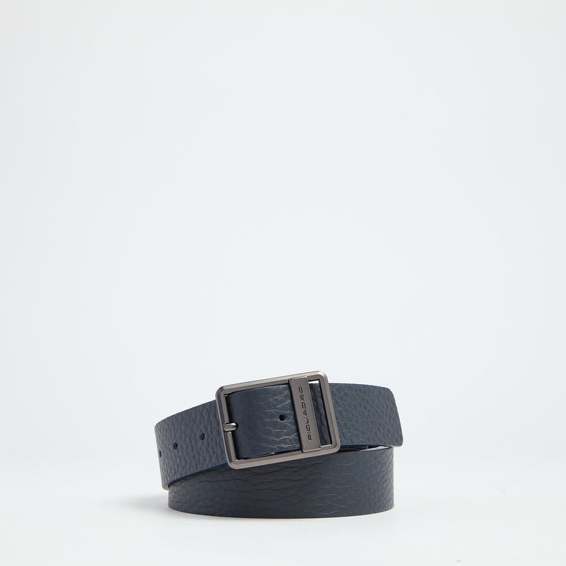 Men's Leather Belt with Prong Buckle - blue/green