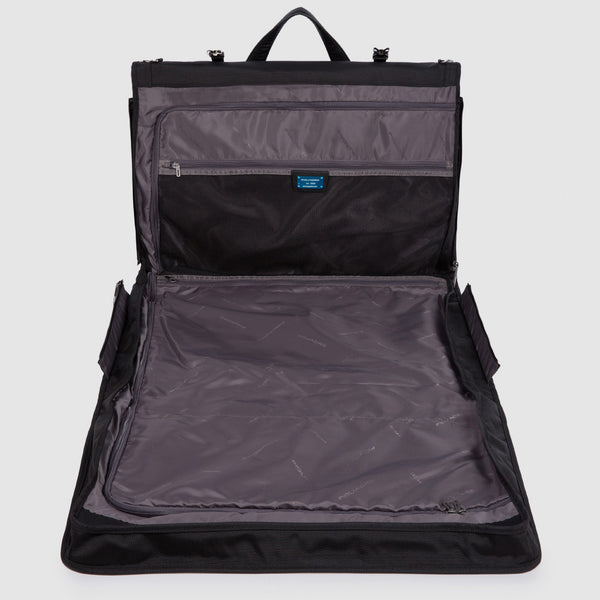 Folding garment bag with shirt sleeve, hanging hoo